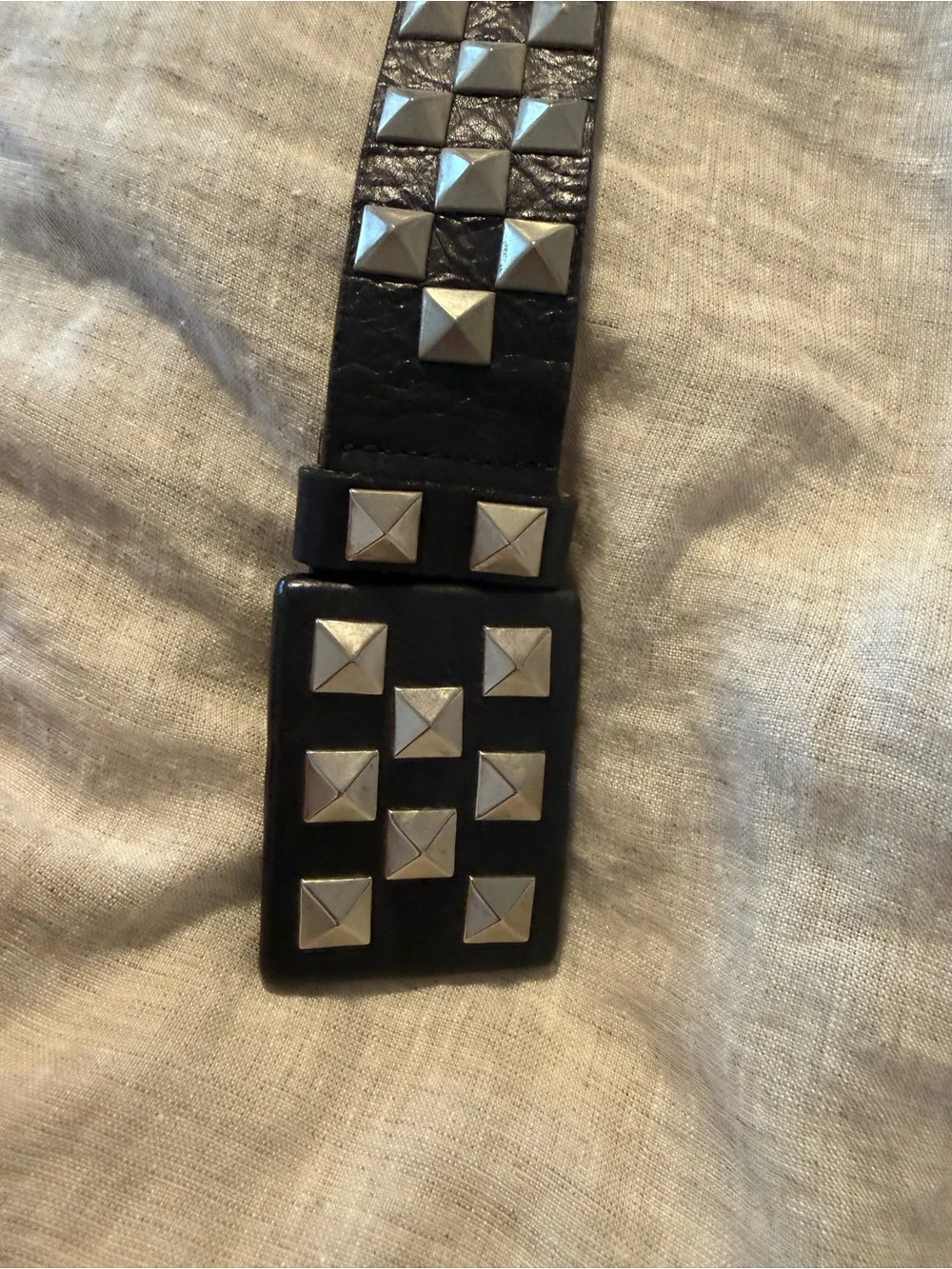 Streets Ahead Black Studded Leather Belt with Silver Pyramid Studs